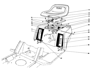 Rear Body & Seat Assembly Diagram and Parts List for 57300 2000001 - 2999999 Toro Lawn Tractor
