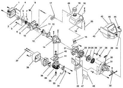 Engine Assembly Diagram and Parts List for 51906 69000001 - 69999999 Toro Trimmer