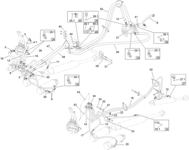 Hydraulic Assembly Diagram and Parts List for 25401 316000001 - 316999999 Toro Lawn Tractor Accessories