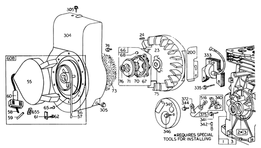 Rewind Starter Diagram and Parts List for 62933 8000001 - 8999999 Toro Leaf Blower / Vacuum