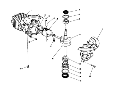 Short Block Assembly (Engine Model No. 47pm1-5) Diagram and Parts List for 38186 3900001 - 3999999 Toro Snow Blower