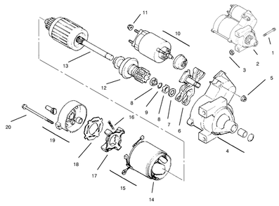 Starter Diagram and Parts List for 30611 890001 - 899999 Toro Lawn Tractor