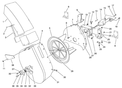 Blower Assembly Diagram and Parts List for 30576 990001 - 999999 Toro Lawn Tractor Accessories