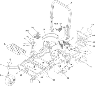 Front Frame And Caster Wheel Assembly Diagram and Parts List for 74901 (311000001-311999999)(2011) Toro Lawn Mower