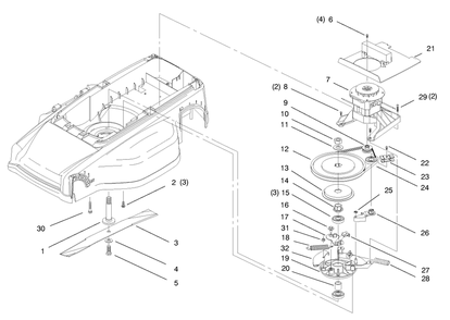 Motor And Blade Assembly Diagram and Parts List for 20646 89000001 - 89999999 Toro Lawn Tractor Accessories