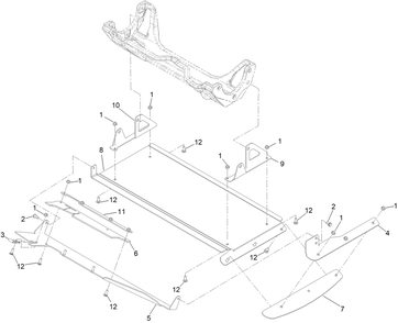 Discharge Tunnel Assembly Diagram and Parts List for 74090 410000000 - 412999999 Toro Lawn Tractor