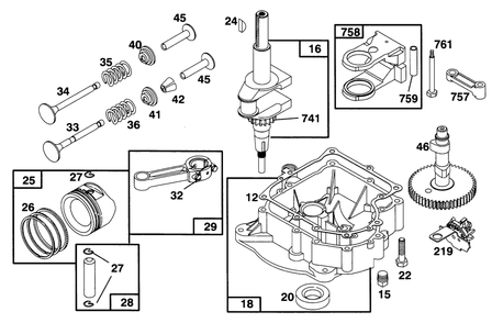 Engine Briggs & Stratton Model 283707-0156-01 Diagram and Parts List for 71201 6900001 - 6999999 Toro Lawn Tractor