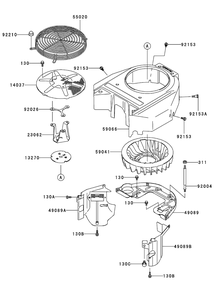 Cooling Equipment Assembly Diagram and Parts List for 74558 (290000001-290000209)(2009) Toro Lawn Mower