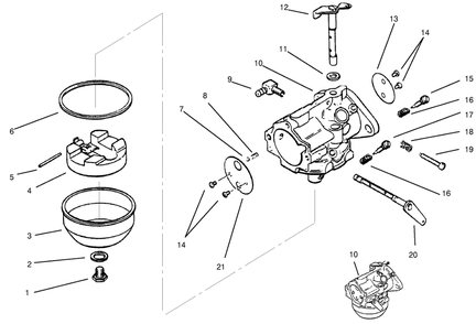 Carburetor Kohler Model Ms14s-Ts601559 Diagram and Parts List for 73403 6900001 - 6999999 Toro Lawn Tractor