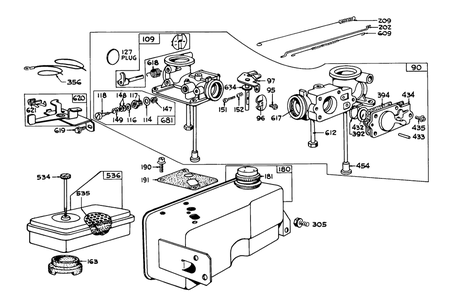 Carburetor Air Cleaner & Gas Tank Assembly Diagram and Parts List for 62850 2000001 - 2999999 Toro Chipper Shredder