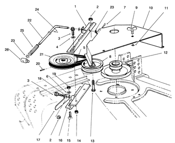 Deck Cover And Pulley Assembly Diagram and Parts List for 30751 590001 - 599999 Toro Lawn Mower