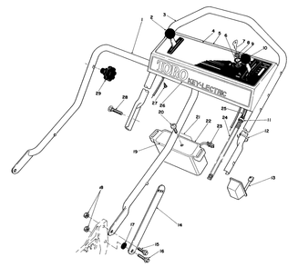 Handle Assembly Diagram and Parts List for 20671 3000001 - 3999999 Toro Lawn Mower