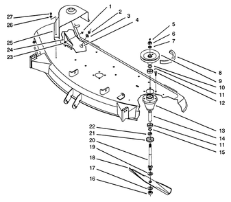 Cover & Spindle Assembly Diagram and Parts List for 05-48SS01 2000001 - 2999999 Toro Lawn Mower