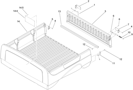 Box And Tailgate Assembly Diagram and Parts List for 12004TC 270000001 - 270999999 Toro Lawn Tractor