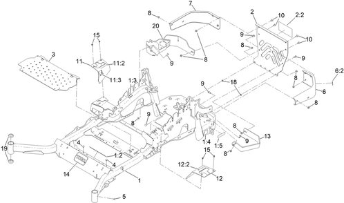 Frame Assembly Diagram and Parts List for 72982 414109391 - 999999999 Toro Lawn Tractor