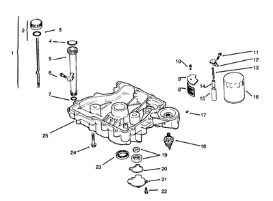 Oil Pan/Lubrication Diagram and Parts List for 72045 6900001 - 6999999 Toro Lawn Tractor