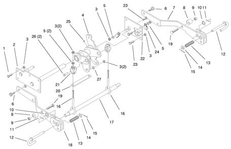 Lower Hydro Lift Assembly Diagram and Parts List for 73542 9900001 - 9999999 Toro Lawn Tractor