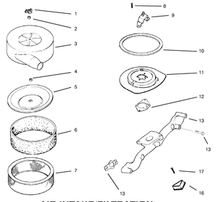 Air Intake/Filtration Diagram and Parts List for 30611 890001 - 899999 Toro Lawn Tractor