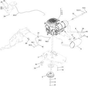 Engine, Clutch And Muffler Assembly Diagram and Parts List for 74958 403319861-999999999 Toro Lawn Mower