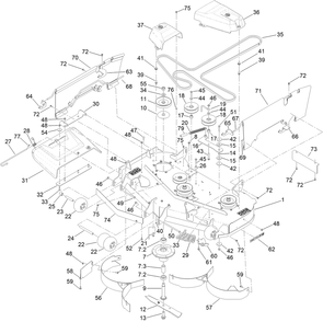 Deck Assembly Diagram and Parts List for 76425 400000000 - 415399999 Toro Lawn Tractor