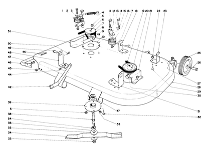 36" Mower Assembly Diagram and Parts List for 55051 0000001 - 0999999 Toro Lawn Tractor