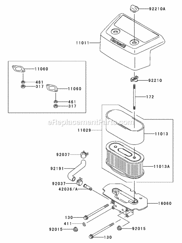 Air-Filter Assembly Kawasaki Fh601v-Ds06 Diagram and Parts List for 74179 230007001-230999999 Toro Lawn Mower