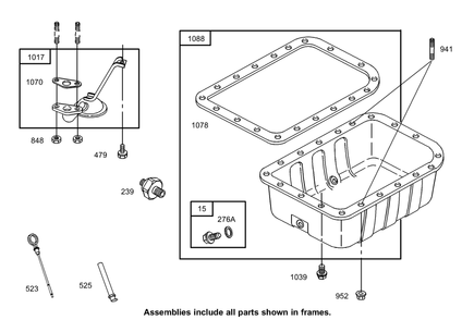 Oil Pan Assembly Diagram and Parts List for 74281TE (270000001-270000300)(2007) Toro Lawn Tractor