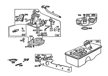 Briggs & Stratton Carburetor Assembly Model 92908-5205-01 Diagram and Parts List for 16325 3000001 - 3999999 Toro Lawn Mower