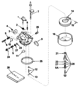Carburetor No. 632371 (7 H.P. Snowthower Model No. 38050) Diagram and Parts List for 38040 7000001 - 7999999 Toro Snow Blower