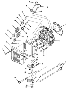 12hp Engine Cylinder Head & Valves Assembly Diagram and Parts List for R2-12O501 1000001 - 1999999 Toro Lawn Tractor
