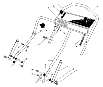 Handle Assembly Diagram and Parts List for 20680 6000001 - 6999999 Toro Lawn Mower