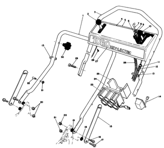 Handle Assembly Diagram and Parts List for 20629C 7000001 - 7999999 Toro Lawn Mower