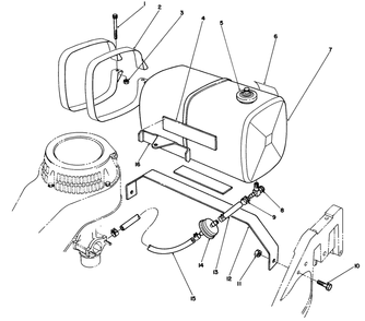 Gas Tank Assembly Diagram and Parts List for 22025 7000001 - 7999999 Toro Lawn Mower