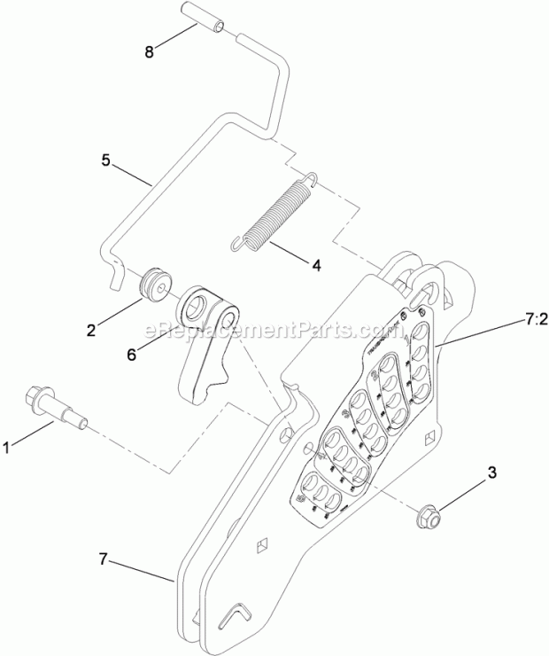 Height-Of-Cut Assembly No. 109-7438 Diagram and Parts List for 74921 290000001-290999999 Toro Lawn Mower