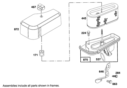Engine Briggs & Stratton Model 282707-0119-01 Diagram and Parts List for 71200 5900001 - 5910000 Toro Lawn Tractor