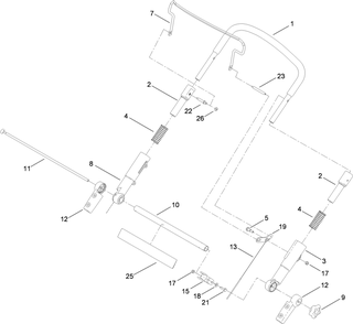 Upper Handle Assembly Diagram and Parts List for 20897 316000001 - 316999999 Toro Lawn Mower