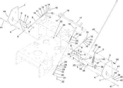 Lower Control Assembly Diagram and Parts List for 31914 405300000-410299999 Toro Lawn Mower