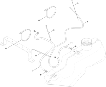 Fuel Delivery Assembly Diagram and Parts List for 74750 316000001 - 316999999 Toro Lawn Tractor