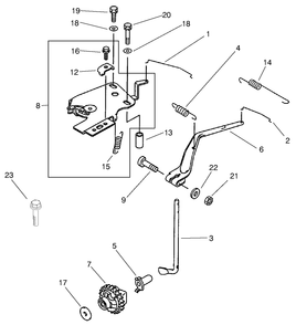 Governor Assembly Diagram and Parts List for 73580 9900001 - 9999999 Toro Lawn Tractor