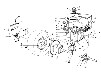 Engine And Axle Assembly Diagram and Parts List for 56125 7000001 - 7999999 Toro Lawn Tractor
