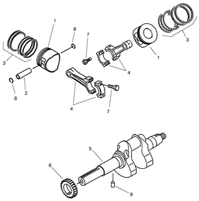 Piston & Crankshaft Assembly Diagram and Parts List for 73545 8900001 - 8999999 Toro Lawn Tractor
