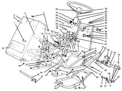 Frame & Steering Assembly Diagram and Parts List for 30610 690001 - 699999 Toro Lawn Tractor