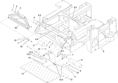 Engine Frame, Console And Floor Pan Assembly Diagram and Parts List for 74269 (240000001-240999999)(2004) Toro Lawn Mower
