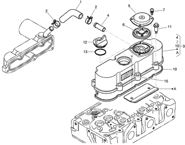 Cylinder Head Cover Assembly Diagram and Parts List for 74264TE (310000001-310999999)(2010) Toro Lawn Mower