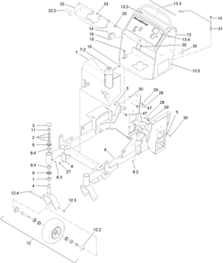 Main Frame Assembly Diagram and Parts List for 74534 413000000 - 415399999 Toro Lawn Tractor