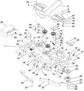 Deck Assembly Diagram and Parts List for 74265TE (270000001-270999999)(2007) Toro Lawn Mower
