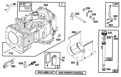 Engine Briggs & Stratton Model 28n707-0131-01 Diagram and Parts List for 71193 6900001 - 6999999 Toro Lawn Tractor