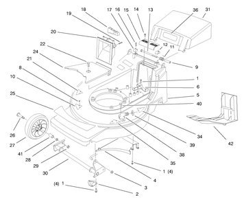 Housing Assembly Diagram and Parts List for 20808 8900001 - 8999999 Toro Lawn Mower