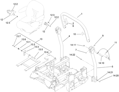 Roll-Over-Protection-System Assembly Diagram and Parts List for 74280TE (260000001-260999999)(2006) Toro Lawn Tractor