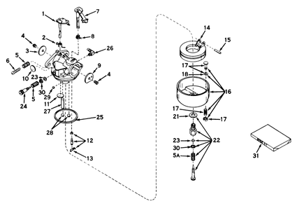 Carburetor No. 630958b Diagram and Parts List for 31302 2000001 - 2999999 Toro Snow Blower